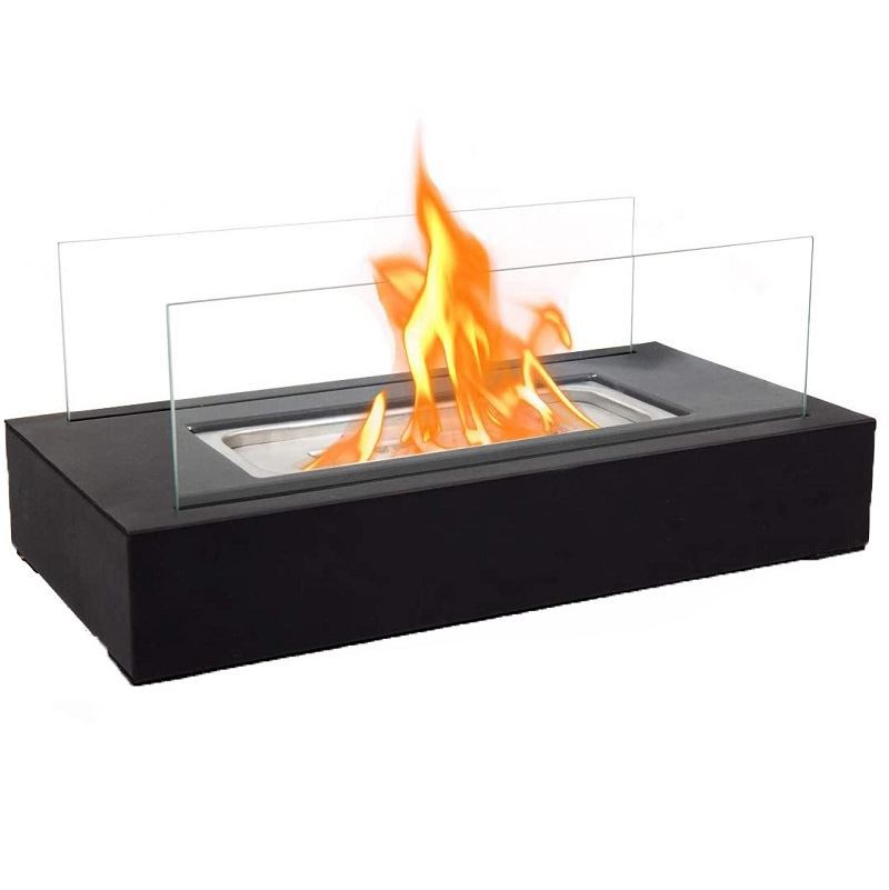 Bioethanol table fireplace In glass and steel TIZIANO 00114